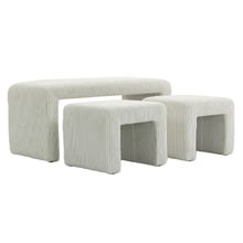 3 Piece Opher Corduroy Ottoman Bench & Footstool Set